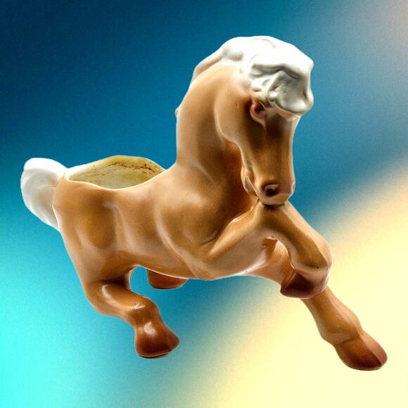 Retro Mid Century 1960s Ceramic Palamino Horse Planter Pot - Picture 1 of 9